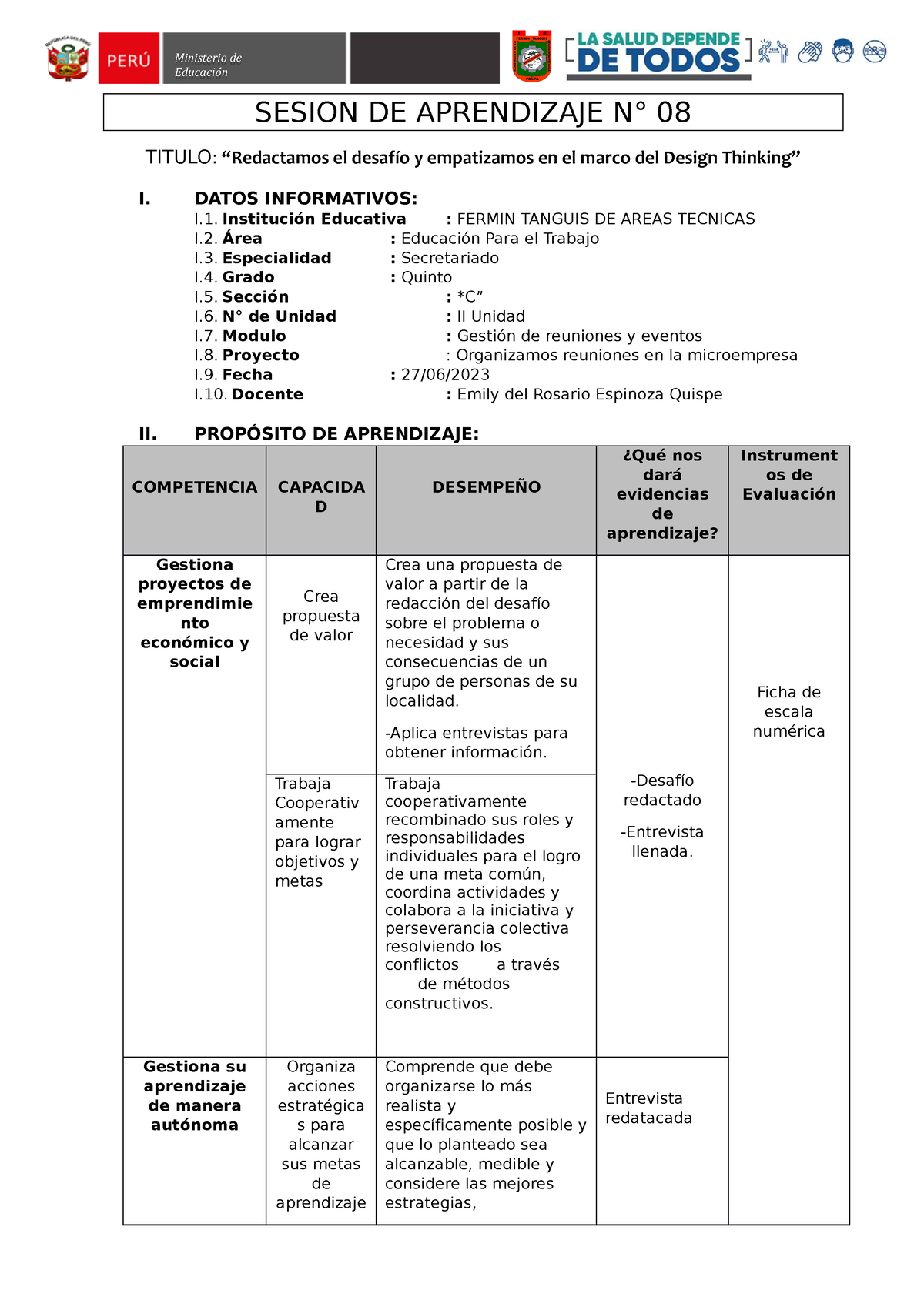 Sesión De Aprendizaje 08 - Ciencias - UAP - Studocu