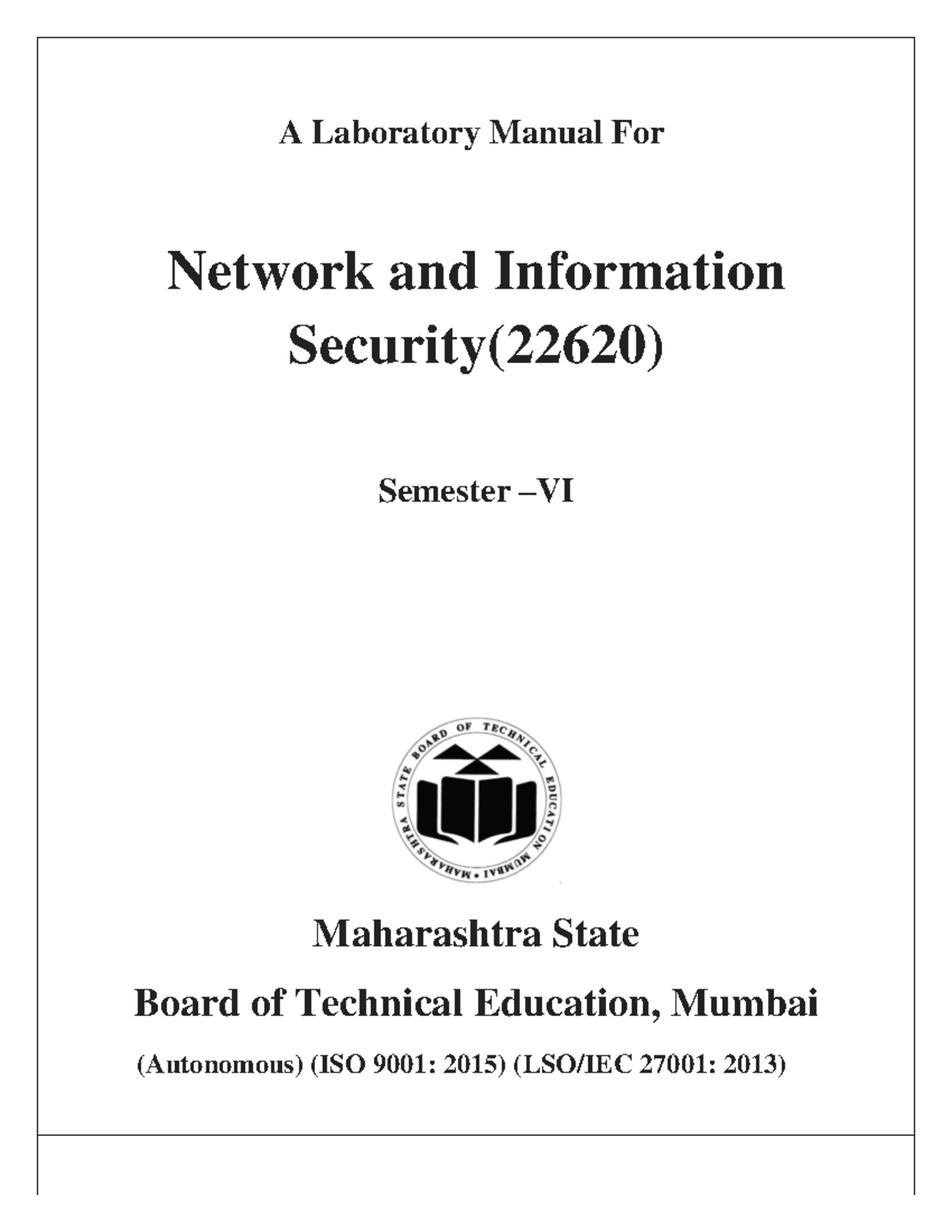 & Information Security A Laboratory Manual For Network