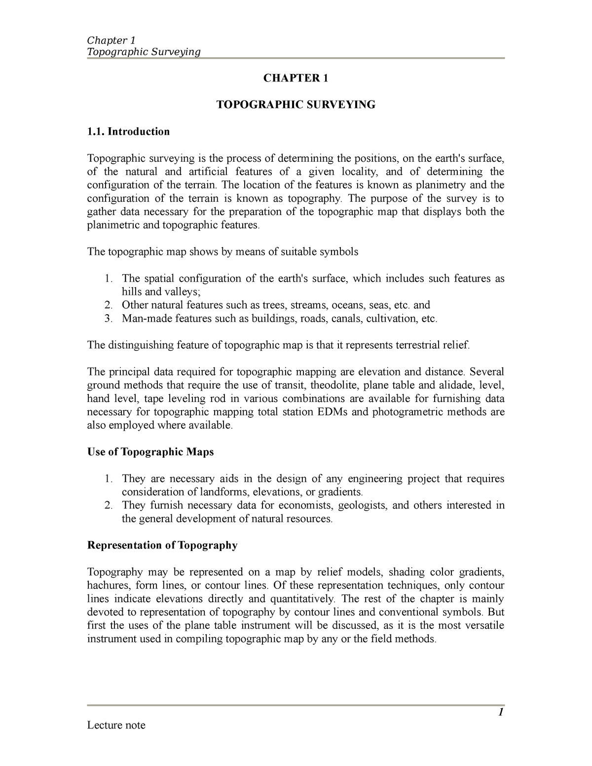 topographic survey literature review pdf