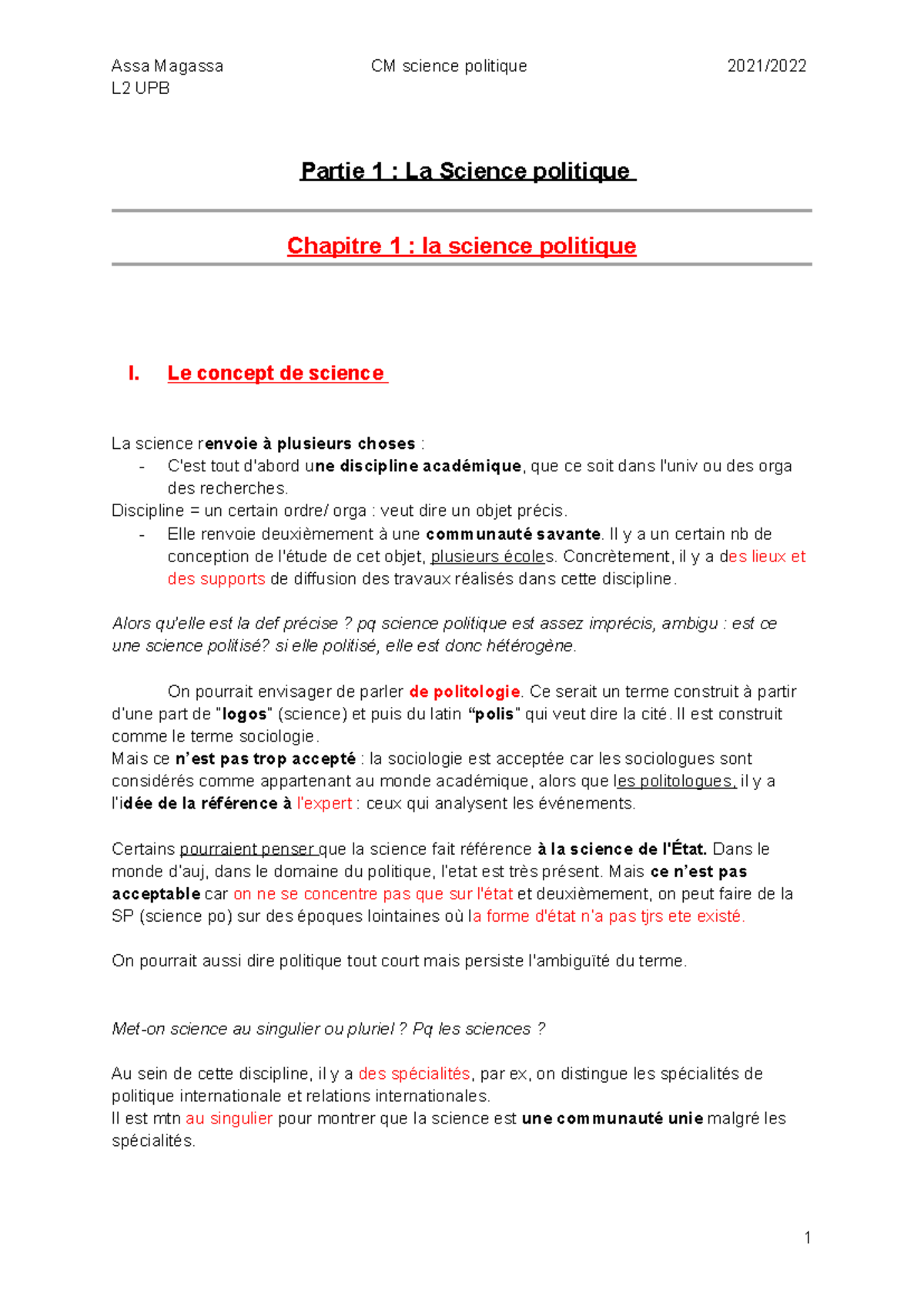 CM science politique - L2 UPB Partie 1 : La Science politique Chapitre ...
