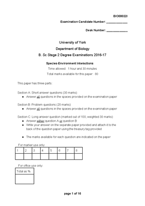 Exam 2017, Questions And Answers - Examination Candidate Number ...