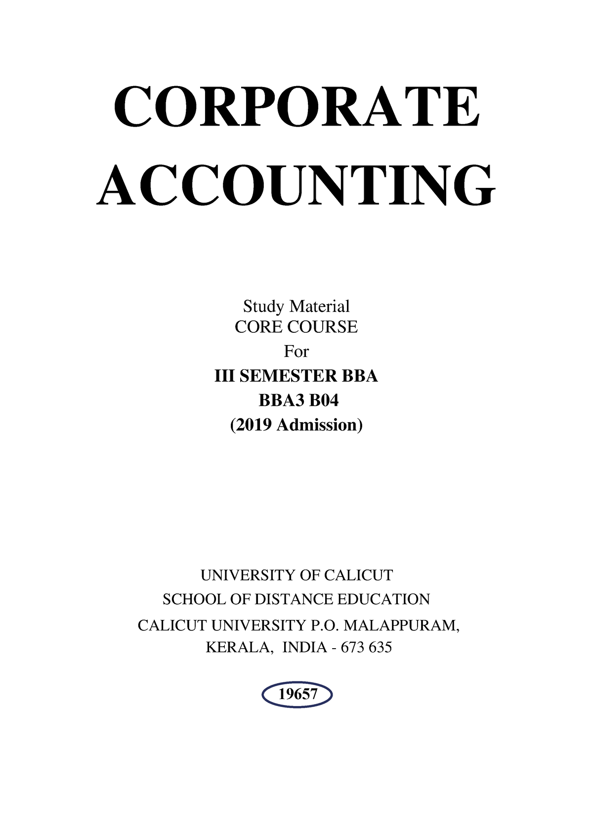 BBA III Semester - BBA3B04 - Corporate Accounting - CORPORATE ...