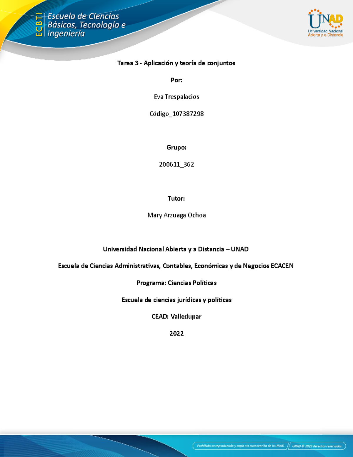 2006 11 362 Tarea 3 Eva Trespalacios - Tarea 3 - Aplicación y teoría de ...