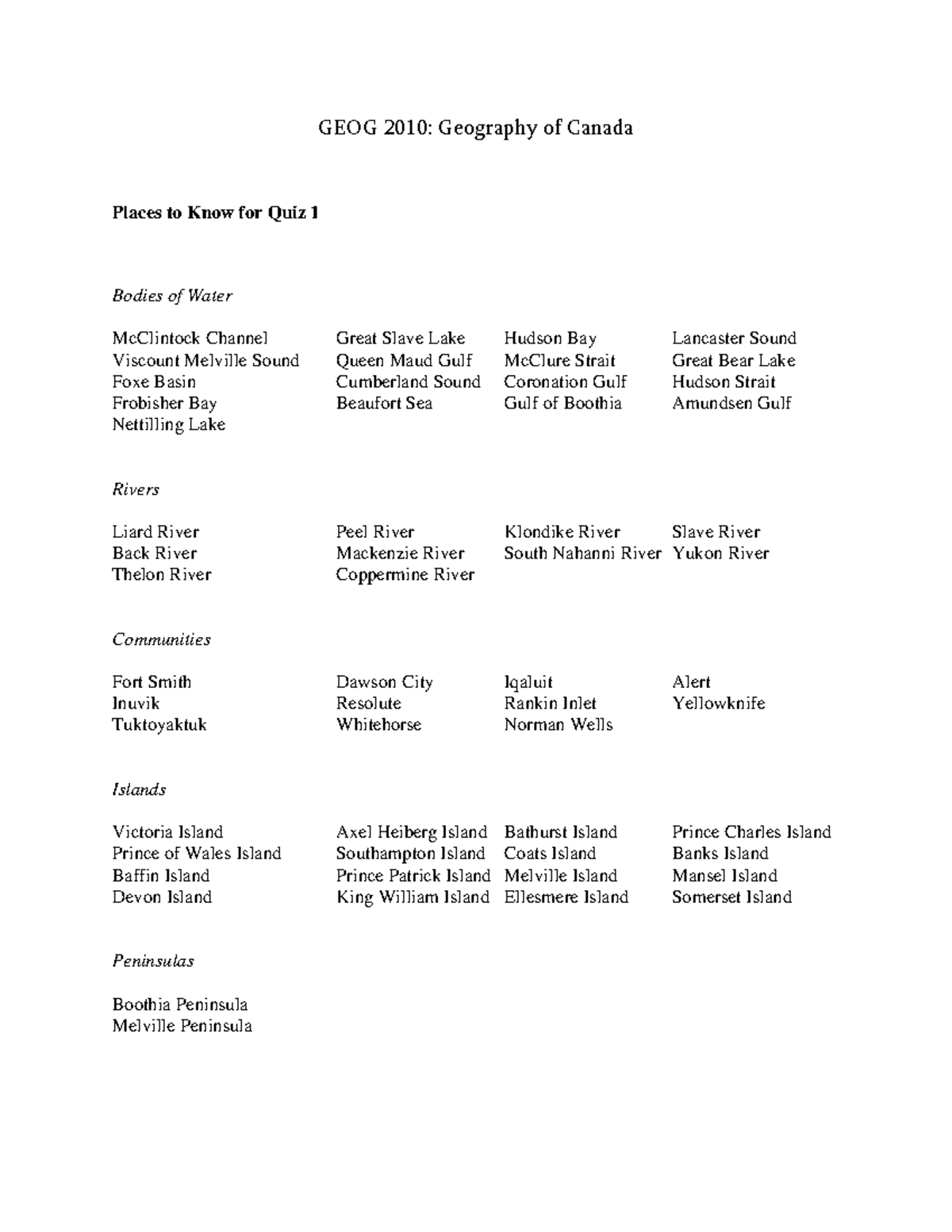 Quiz 1 Map Quiz 2 Map Places To Know And Empty Maps GEOG 2010   Thumb 1200 1553 