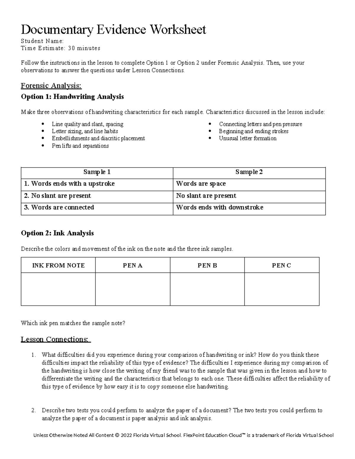 01 04 documentary evidence worksheet - Documentary Evidence Worksheet ...