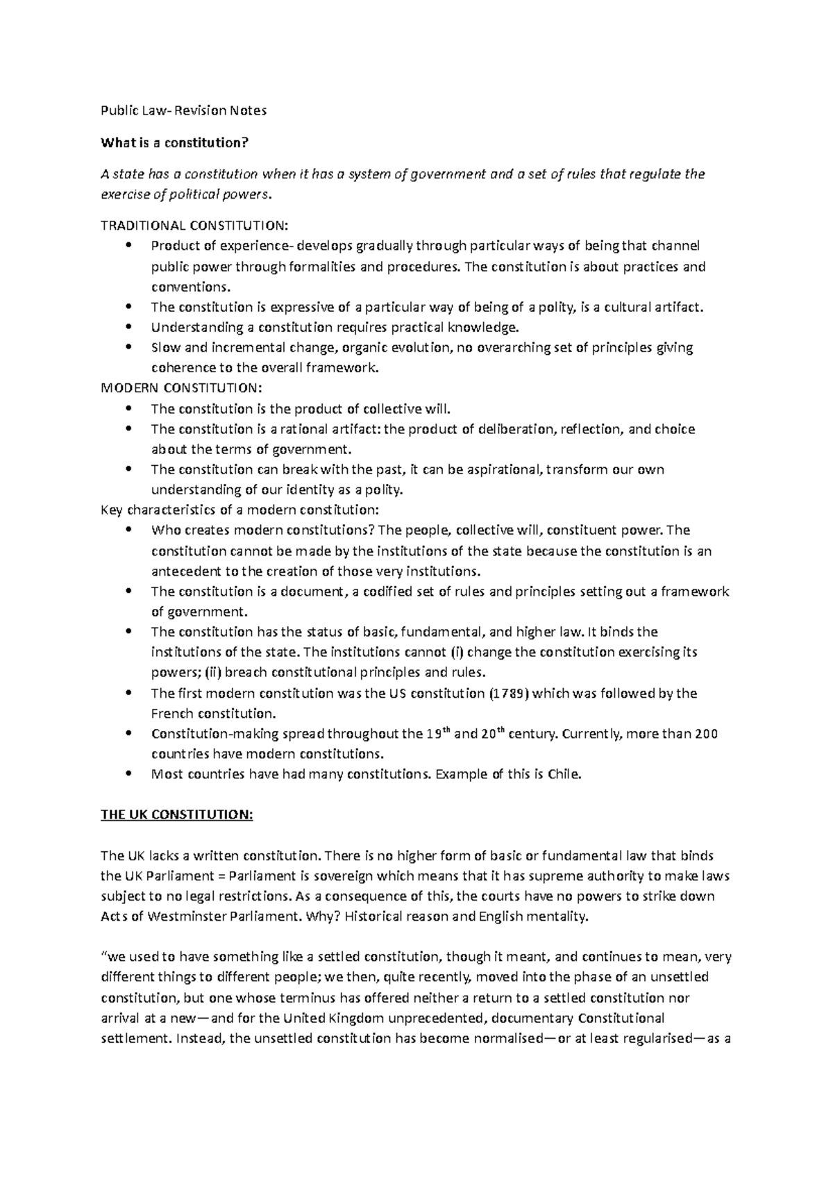 Public Law Helpsheet Copy - Public Law- Revision Notes What Is A ...