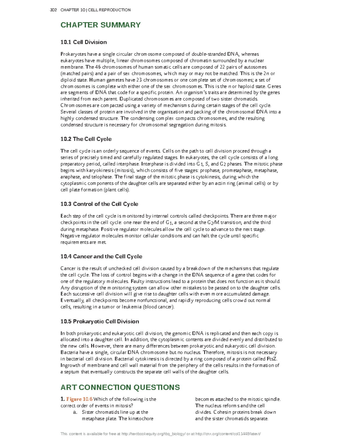 33 - Hello - CHAPTER SUMMARY 10 Cell Division Prokaryotes have a single ...