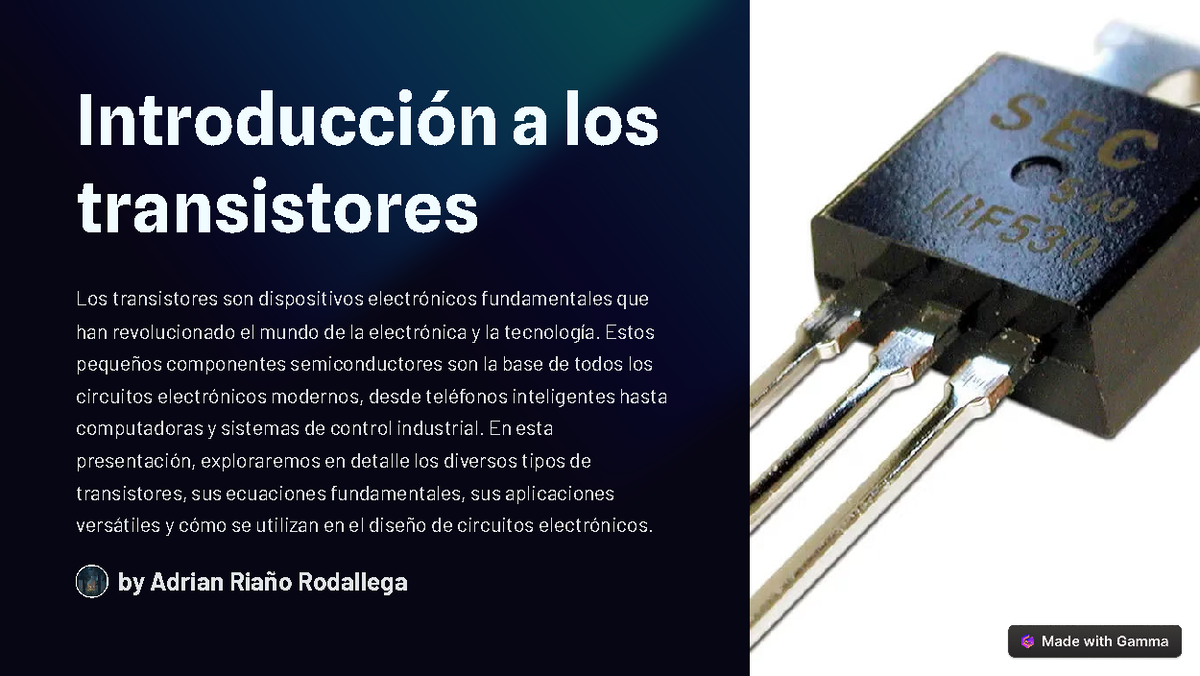 Introduccion a los transistores - Introducción a los transistores Los ...