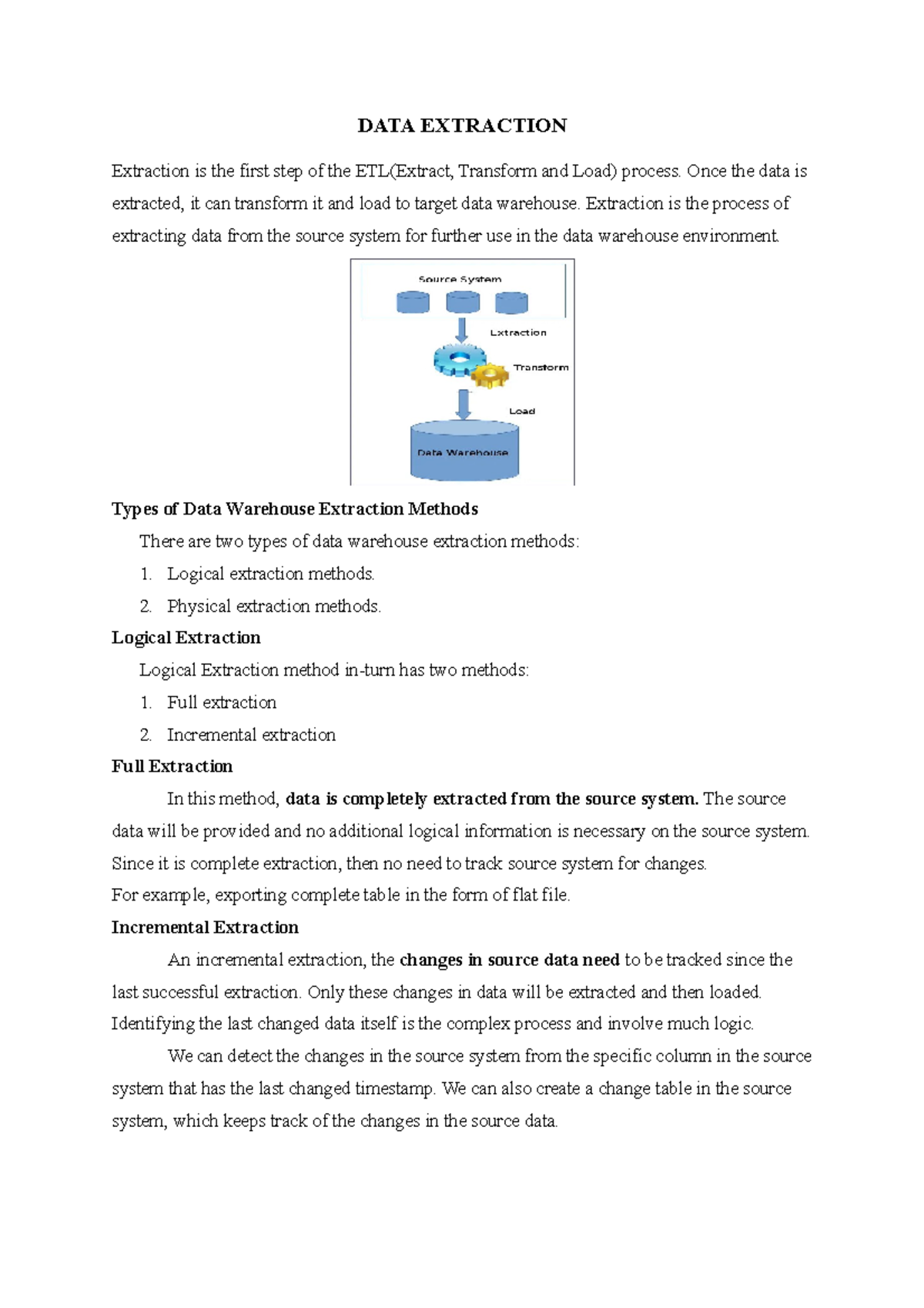 DATA Extraction Notes 4 - DATA EXTRACTION Extraction Is The First Step ...