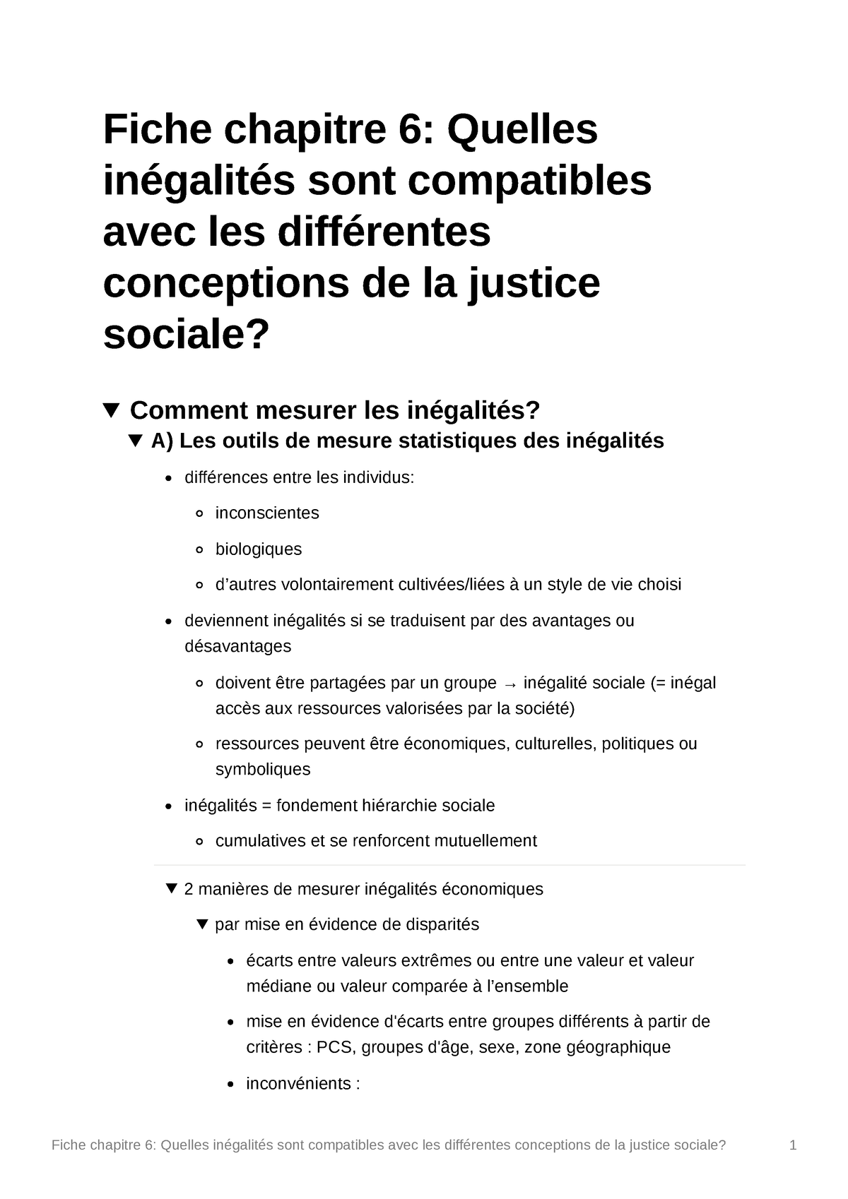 Ses Fiche Chapitre Justice Sociale Fiche Chapitre 6 Quelles