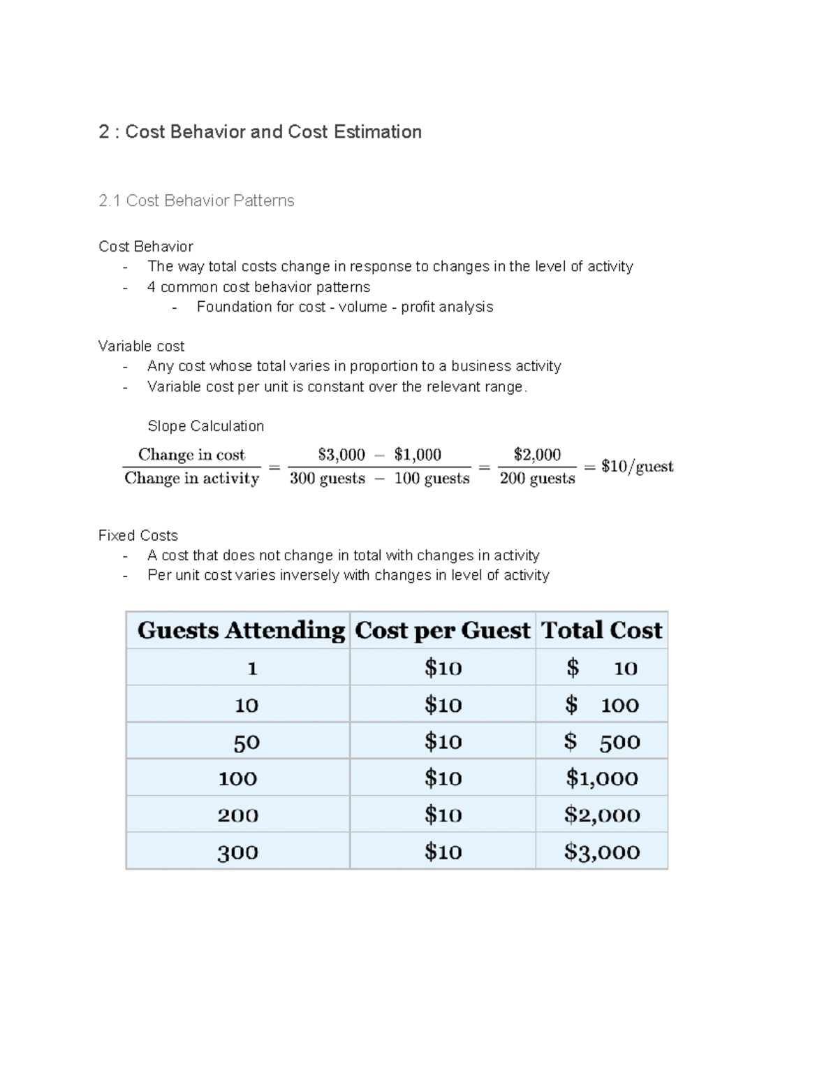 AC222 Reading Notes - 2 : Cost Behavior and Cost Estimation 2 Cost ...