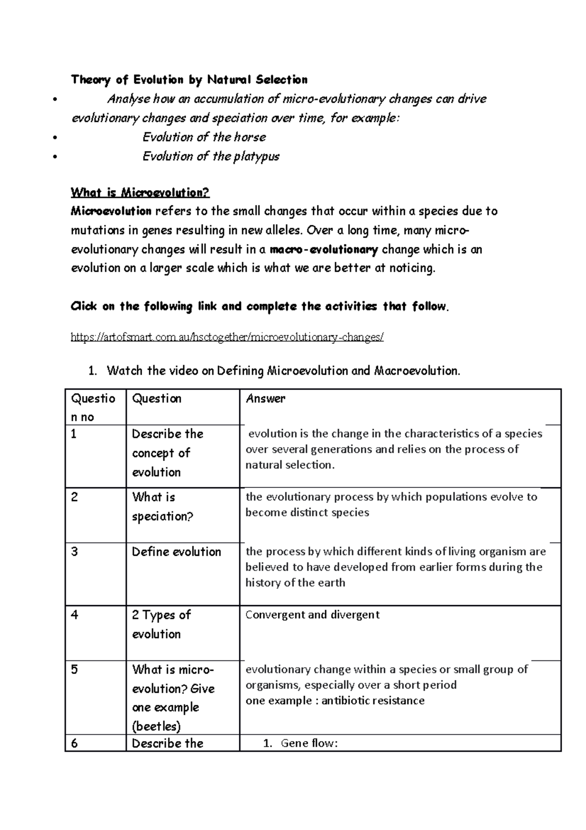 Microevolution vs Macroevolution biology worksheet 22 - BIOL 22 Throughout Types Of Evolution Worksheet