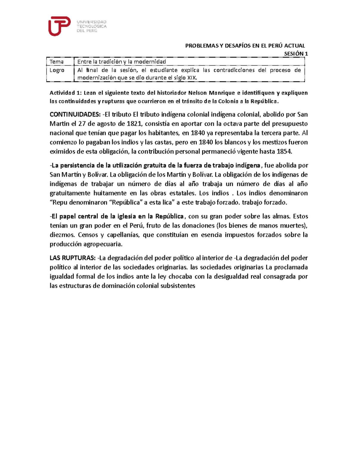 Entre La Tradicion Y La Modernidad - PROBLEMAS Y DESAFÍOS EN EL PERÚ ...