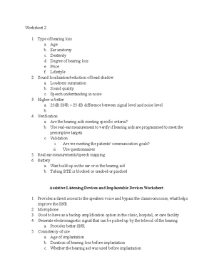 Chapter 6 7 Audiology Notes - Chapter 6: Audiometric Testing Audiometry ...