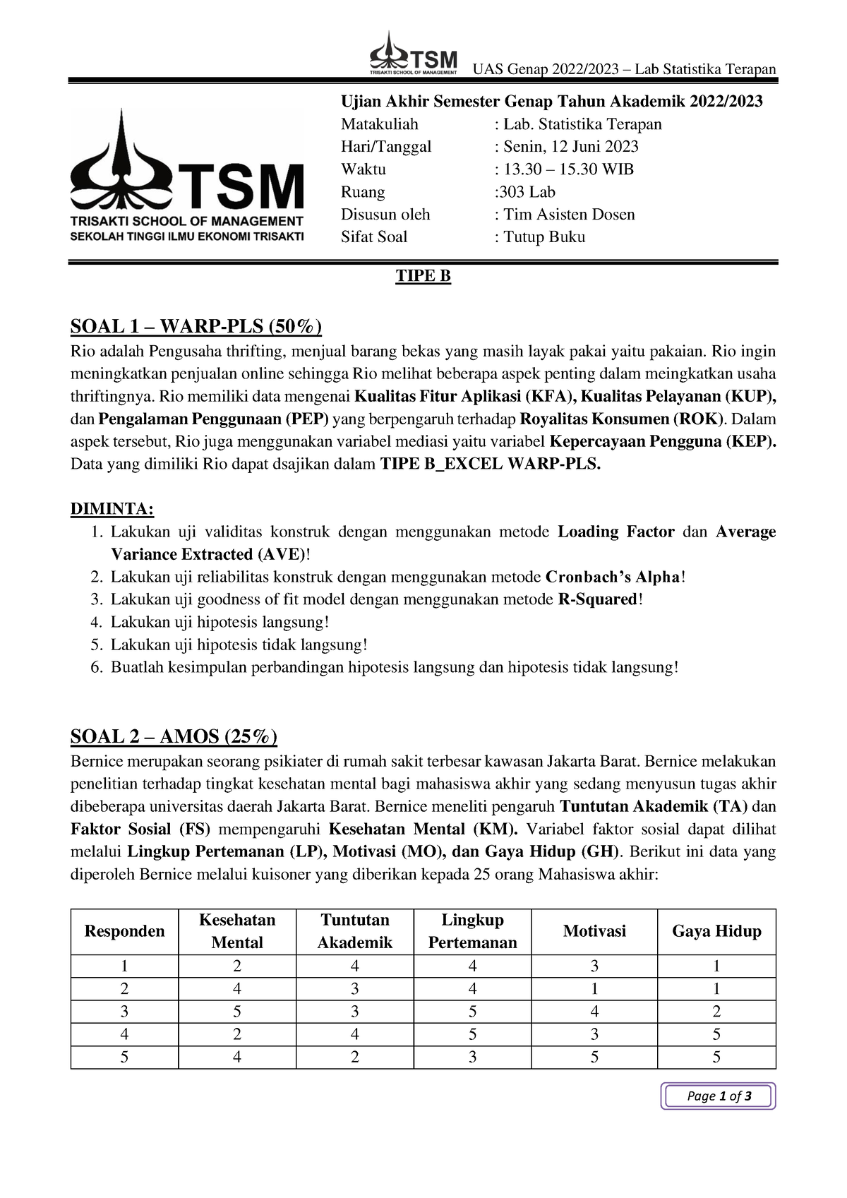 TIPE B - UAS Lab. Statistika Terapan 22 - Matematika Rekayasa - USAKTI ...