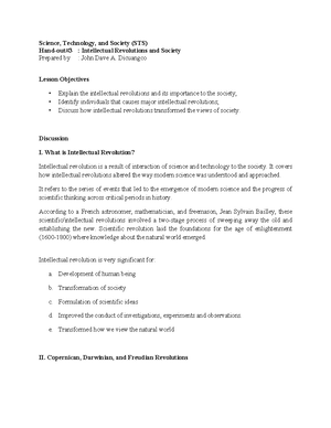 STS PPT 1-3 - notes - Science, Technology, and Society STS is a ...