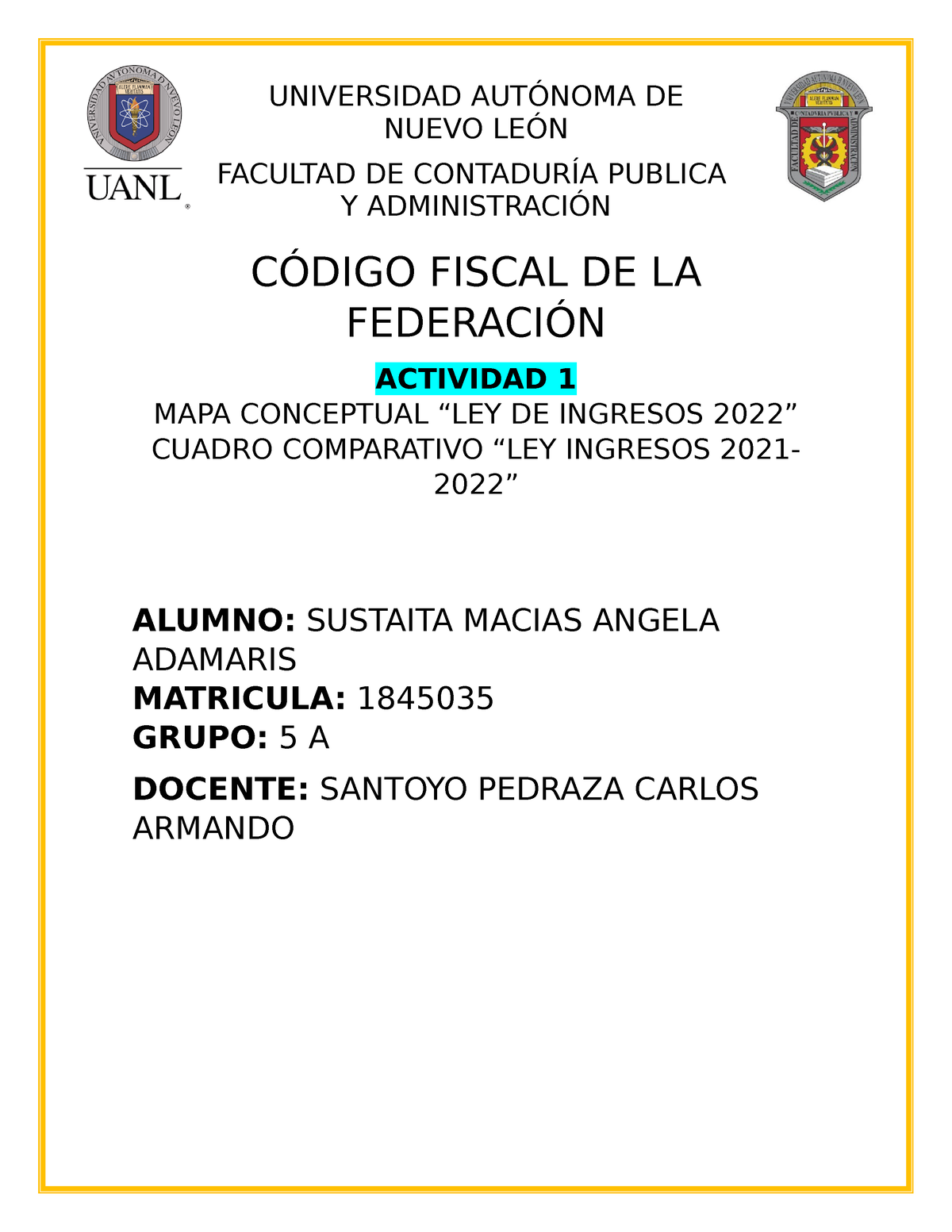 Ev1 Mapa Conceptual De Fiscal CÓdigo Fiscal De La FederaciÓn Actividad 1 Mapa Conceptual “ley 1333