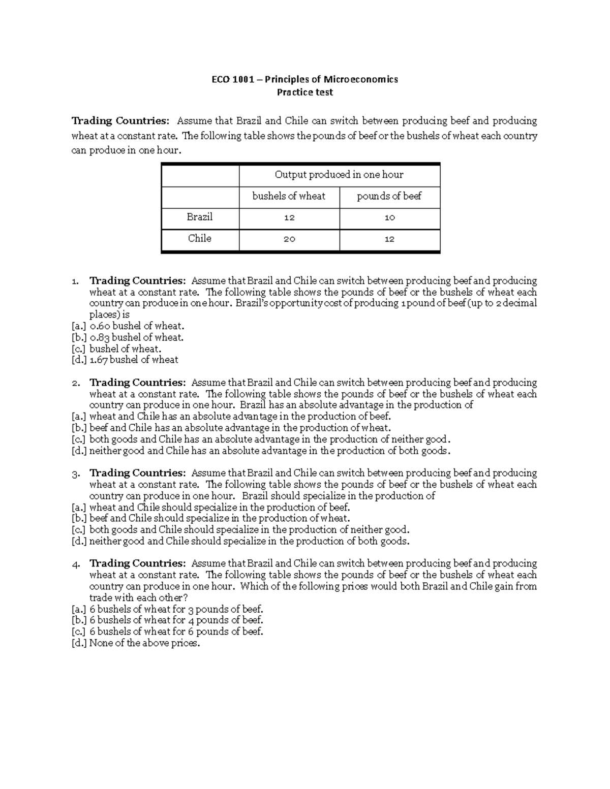 Spring 2020 Midterm 2 Practice Exam - ECO 1001 – Principles Of ...