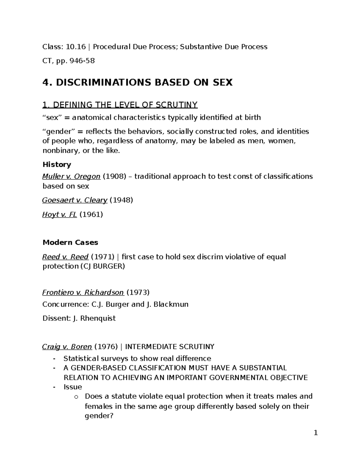 10.16 Class - Class: 10 | Procedural Due Process; Substantive Due ...