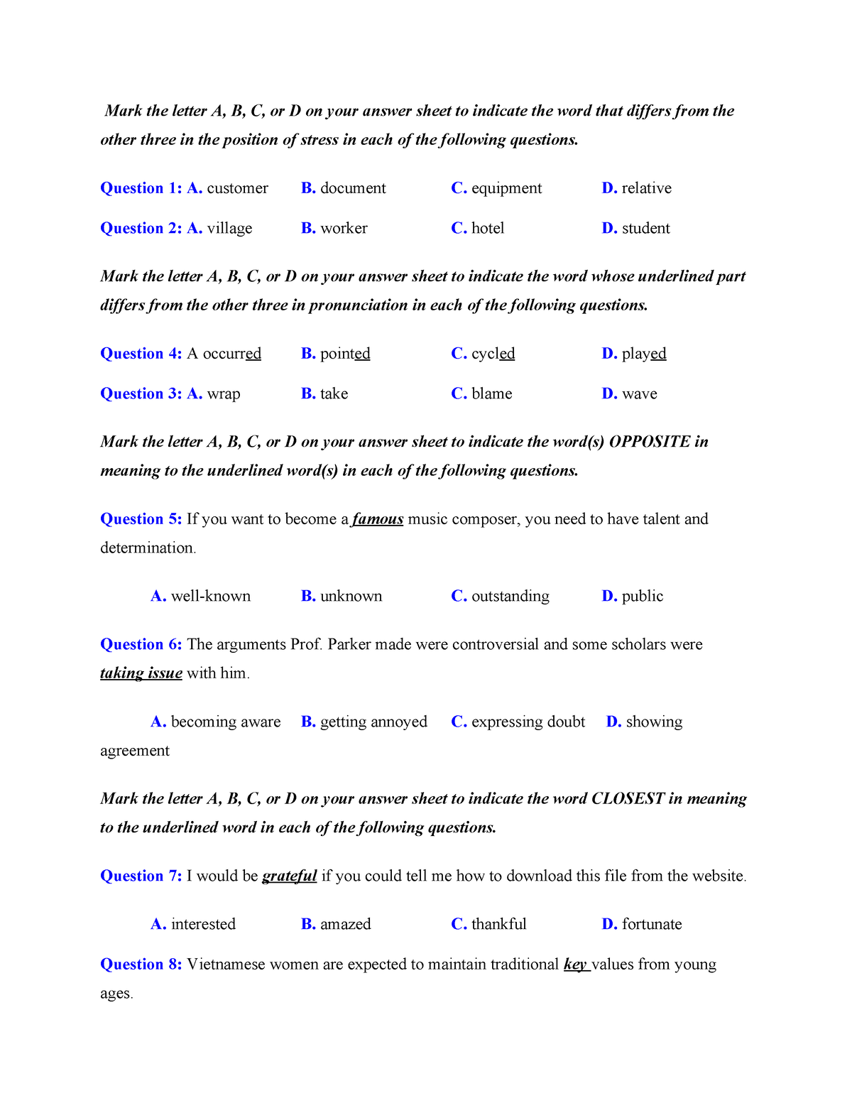 Đề 3 - Ello - Mark The Letter A, B, C, Or D On Your Answer Sheet To ...