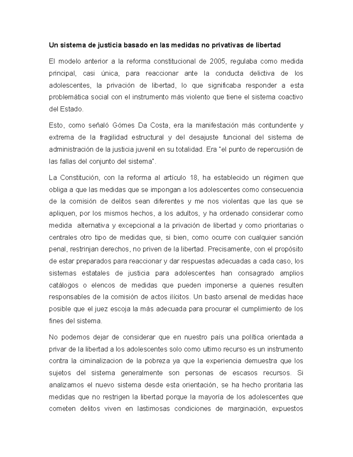 Tarea 3 - Resumen Justicia Penal para Adolescentes - Un sistema de ...