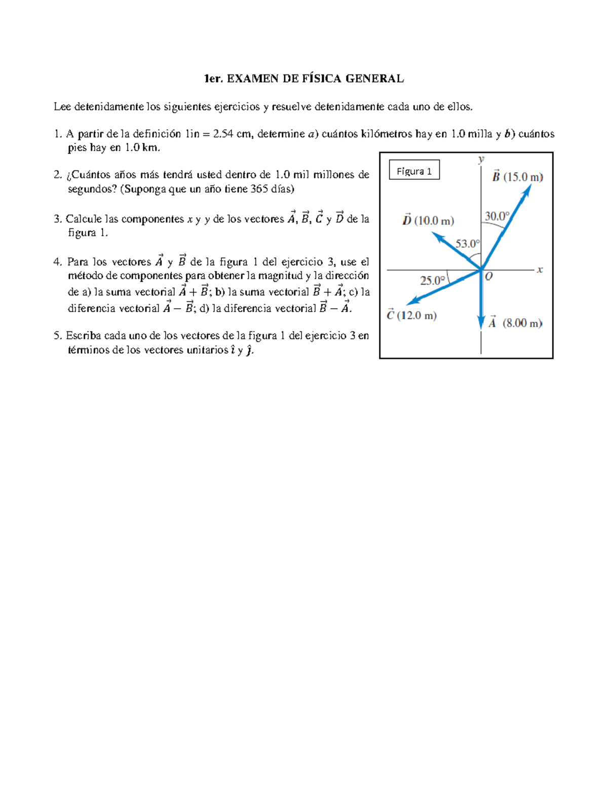 Cuantos Kilometros Hay En Una Milla 1er Fisica General - 1er. EXAMEN DE FÍSICA GENERAL Lee detenidamente los  siguientes ejercicios y - StuDocu