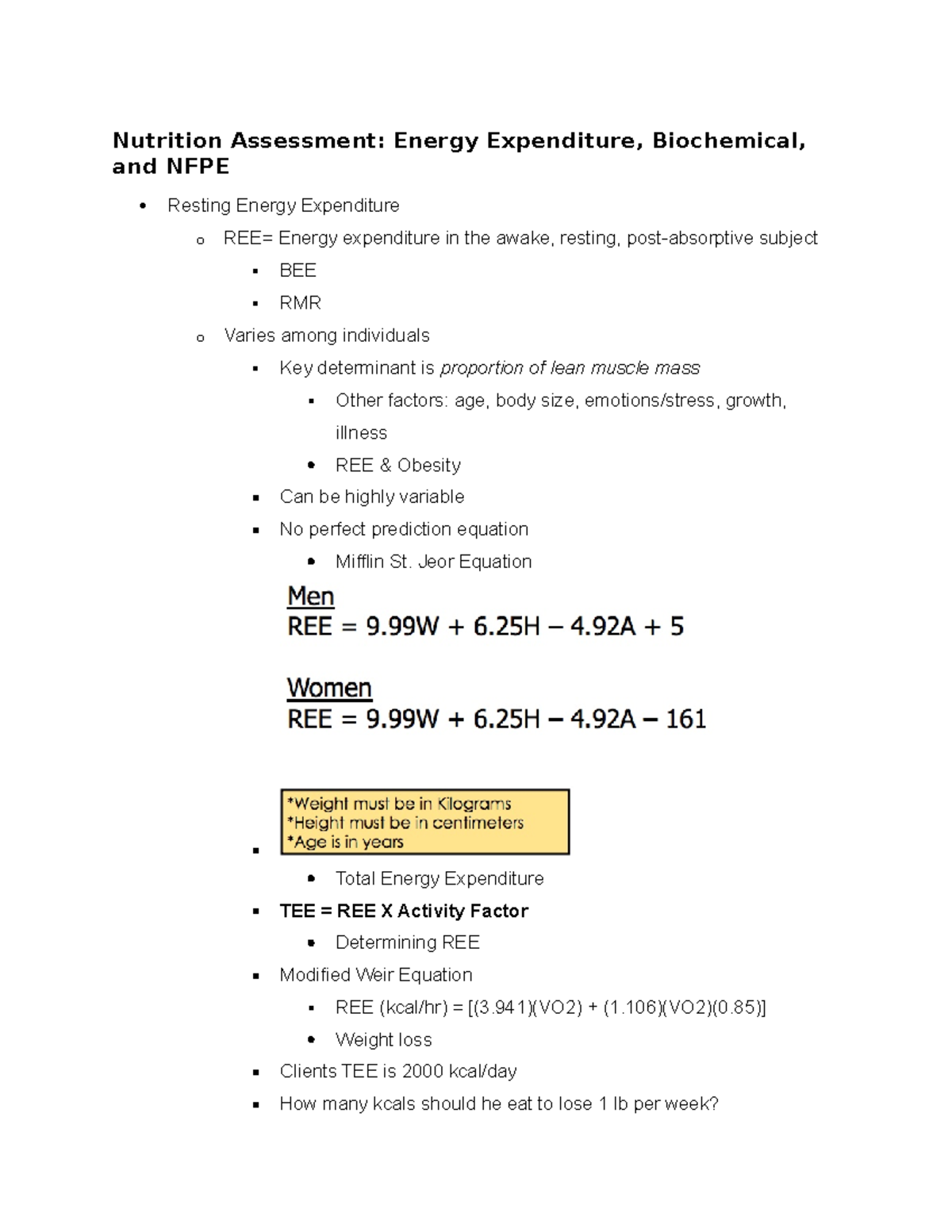 755 Lecture 4 Nutrition Assessment - Nutrition Assessment: Energy ...