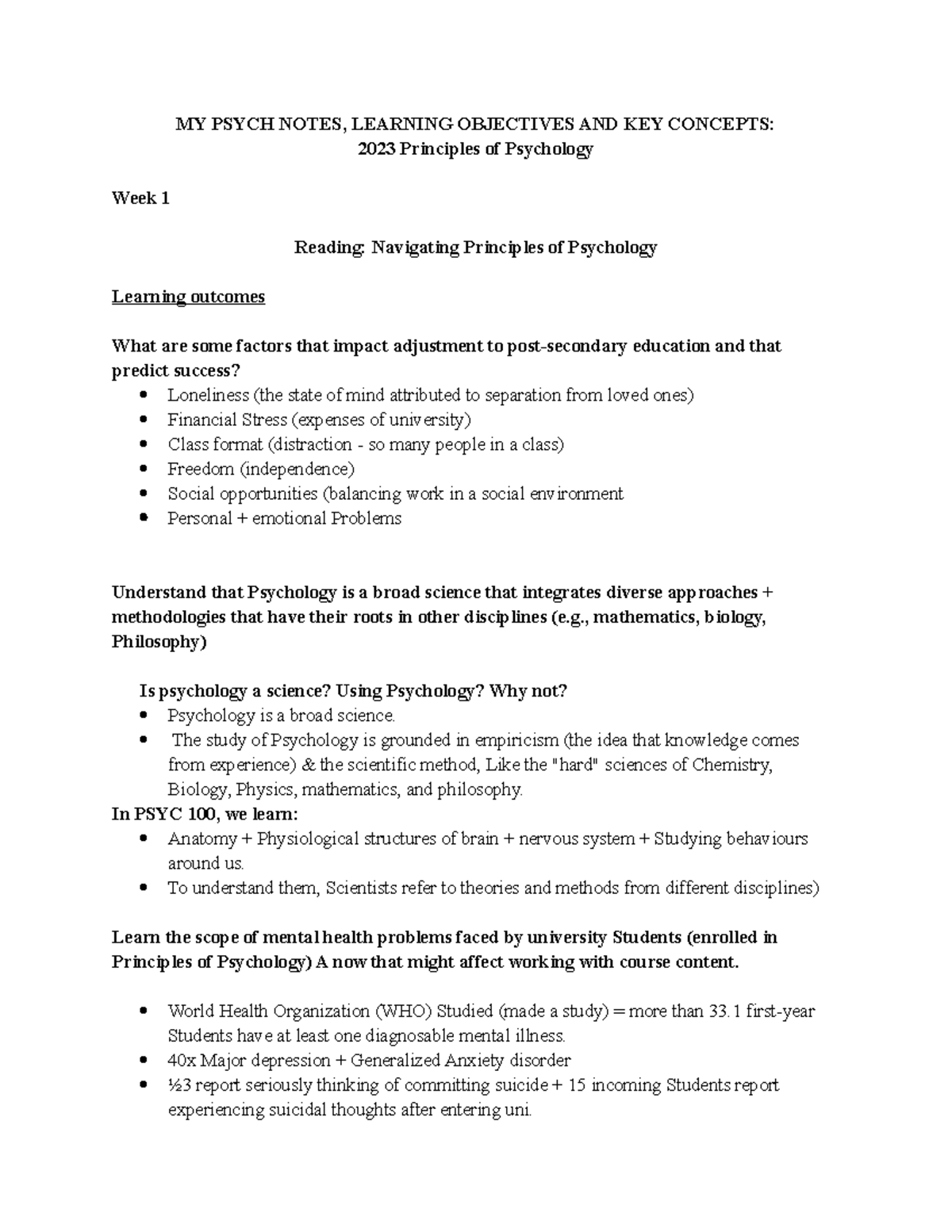 MY Psych Notes 2023 up until learning MY PSYCH NOTES, LEARNING