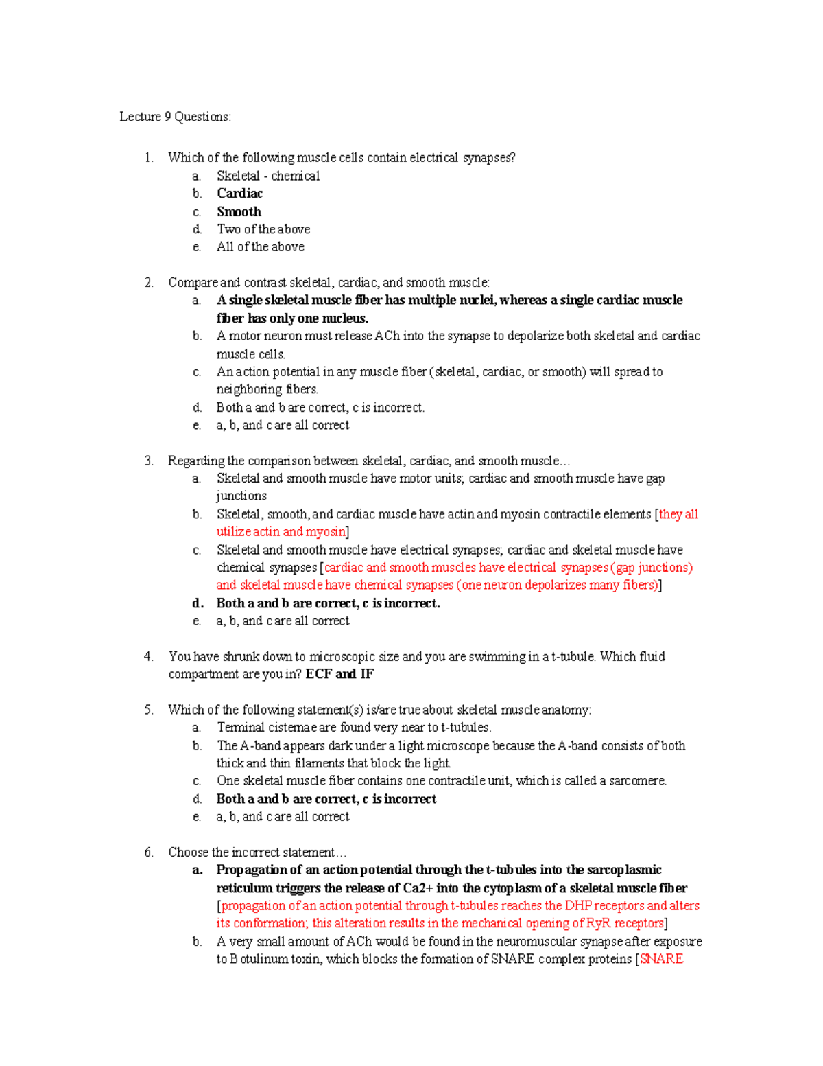 Lecture 9 Muscles Questions Lecture 9 Questions 1. Which of the