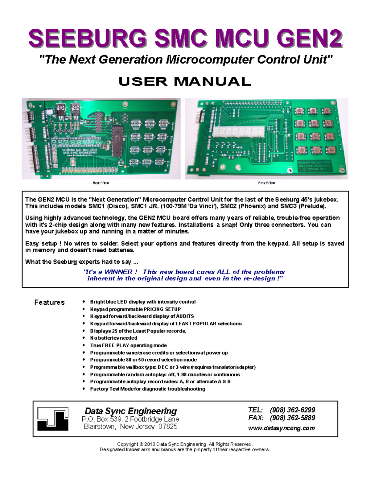 Gen2mcu - Sample MCU - Data Sync Engineering P. Box 539, 2 Footbridge ...