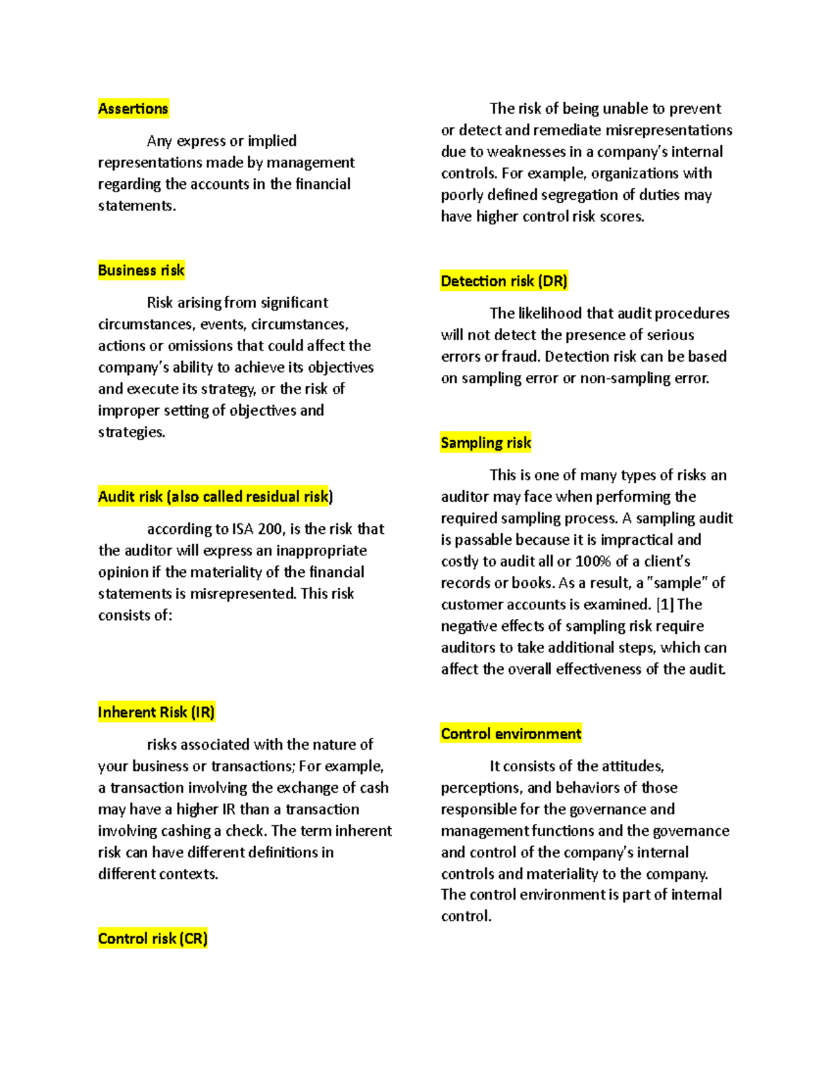 Auditing-Notes-1 - This Is A Study Guide For Auditing Part 1.1. It ...