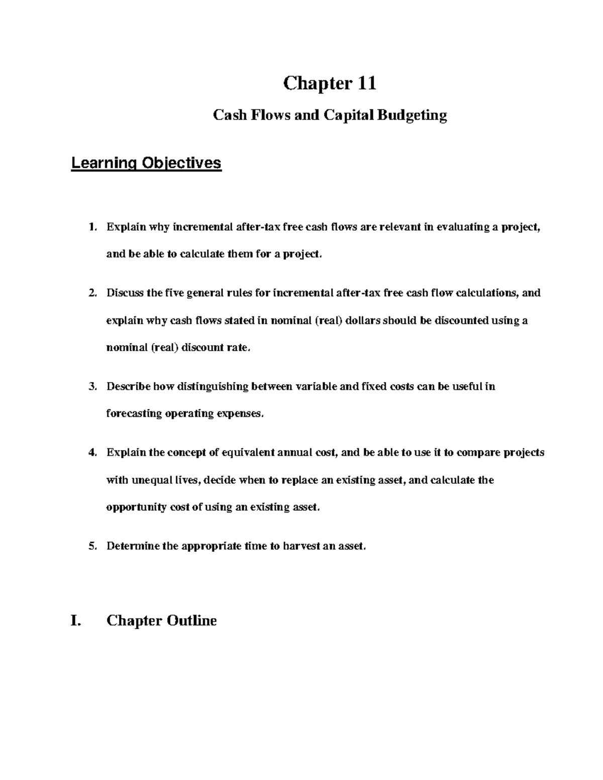 Capbud Docuro - Chapter 11 Cash Flows and Capital Budgeting Learning ...