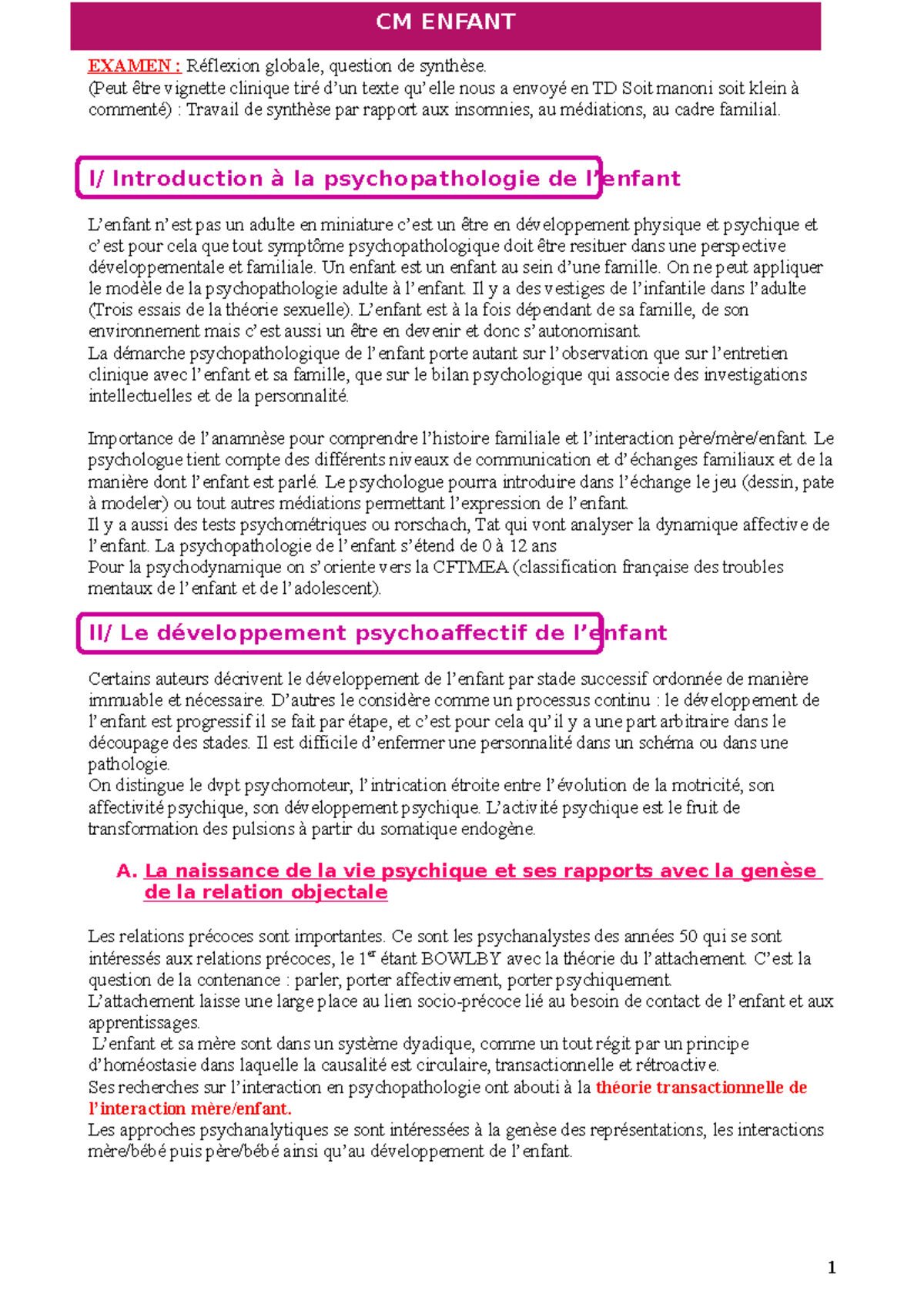 CM Enfants - Cours donné en M1 S2 par Mme Céline Masson (UPJV 