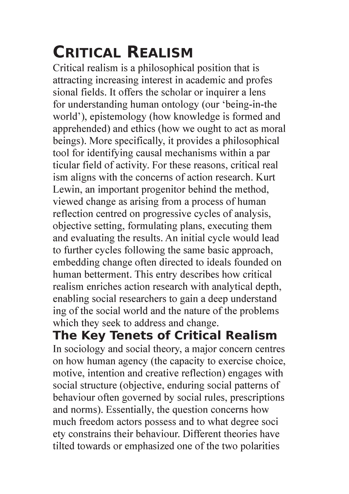 case study of critical realism