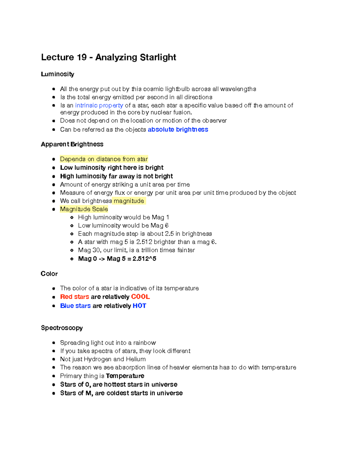 Lecture 19 - Analyzing Starlight - Lecture 19 - Analyzing Starlight ...