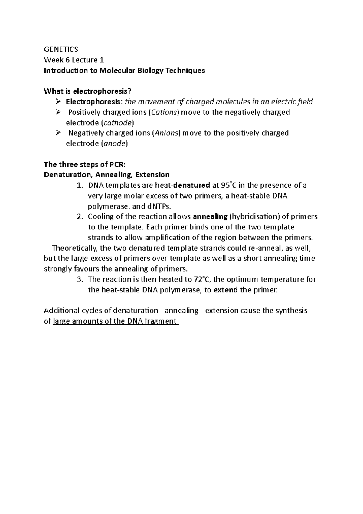 Applied Introduction to Molecular Biology Techniques