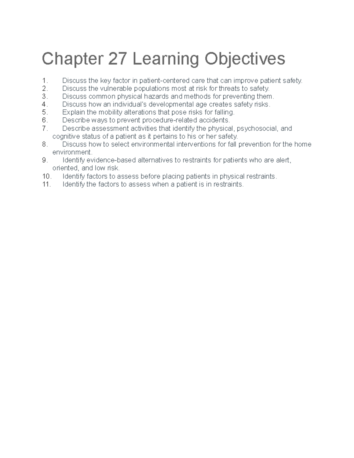 Chapter 27 Learning Objectives - Chapter 27 Learning Objectives Discuss ...