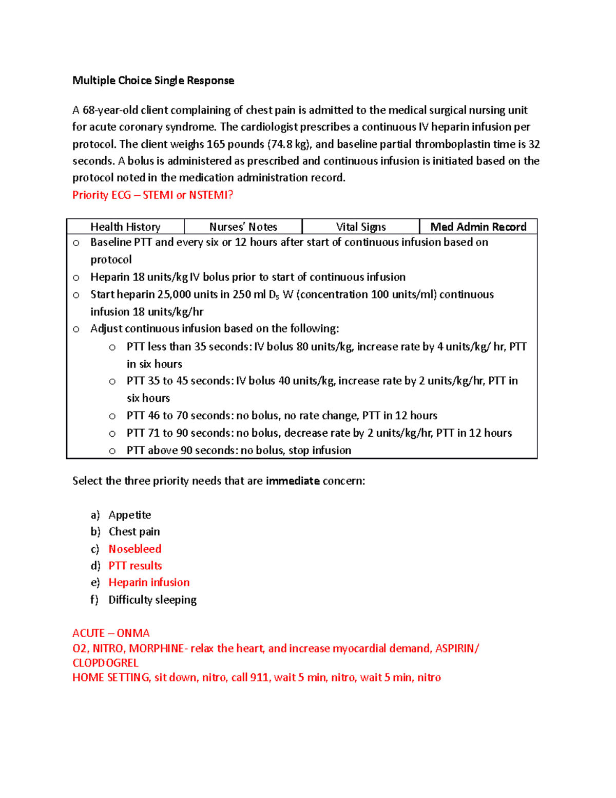 MS - NGN - Med Surg NGN Practice - Multiple Choice Single Response A 68 ...