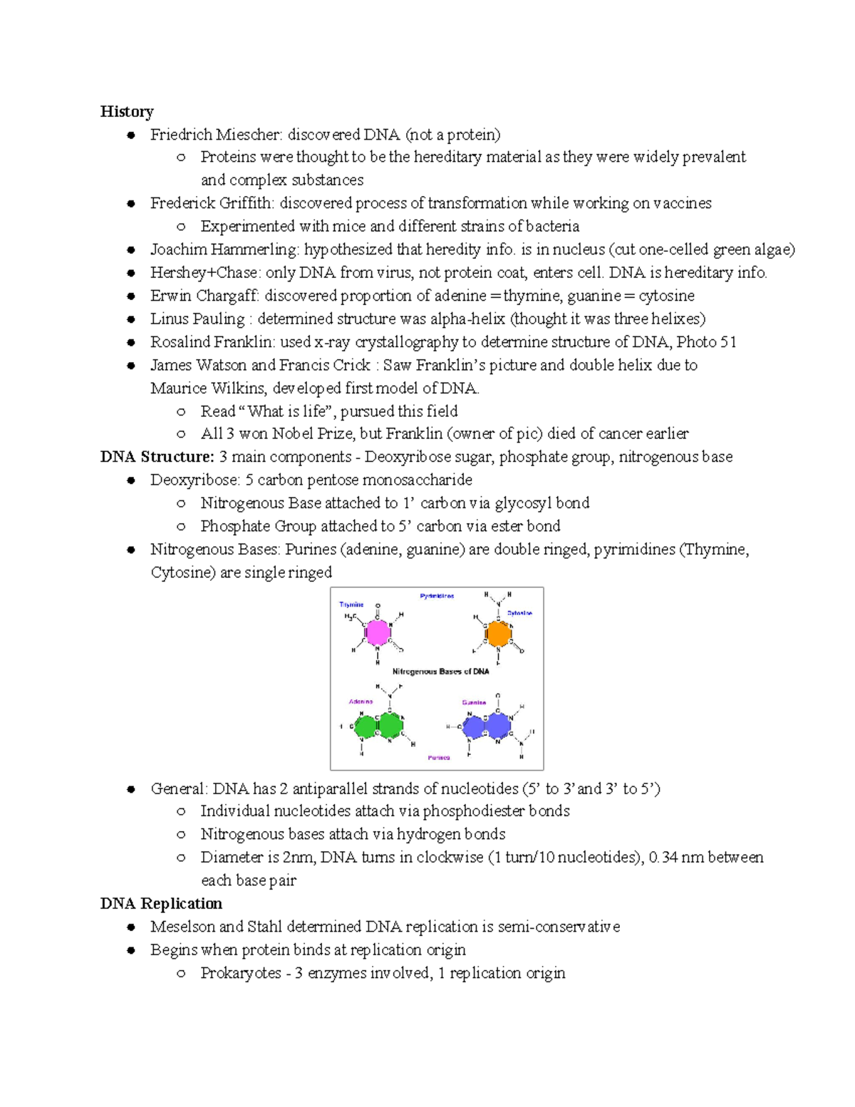 Review Unit3 - Unit 3 Notes - History Friedrich Miescher: Discovered ...