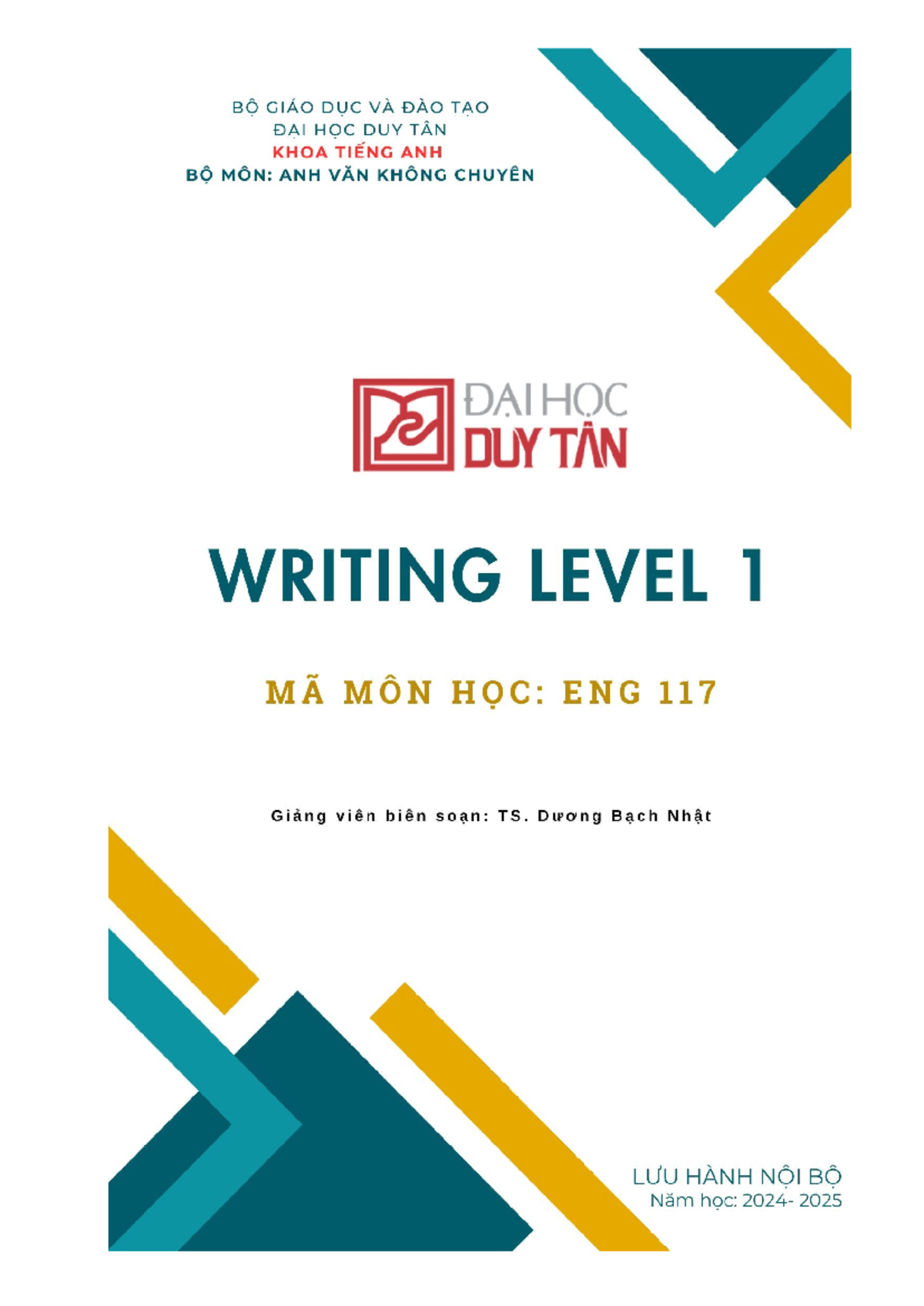 Writing Level 1 DTU TABLE OF CONTENTS Table of contents Pages