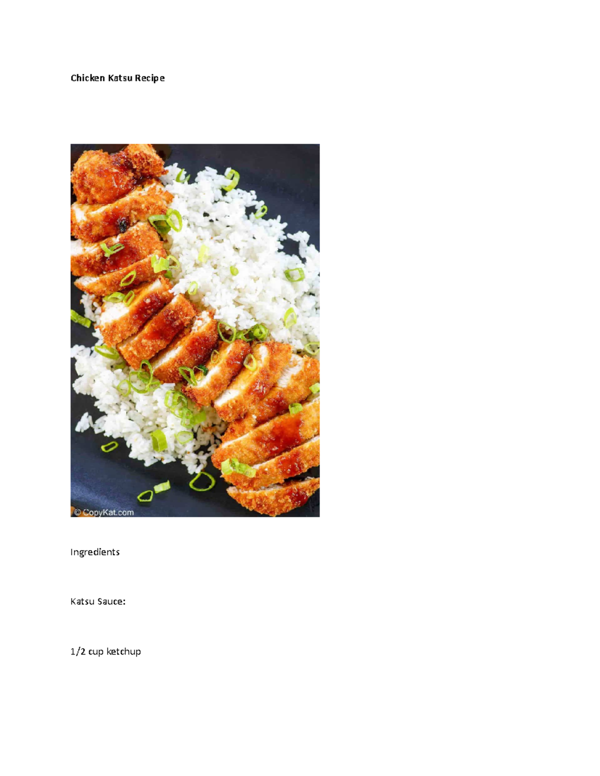 Japanese Recipe Chicken Katsu Recipe Ingredients Katsu Sauce 1/2 cup