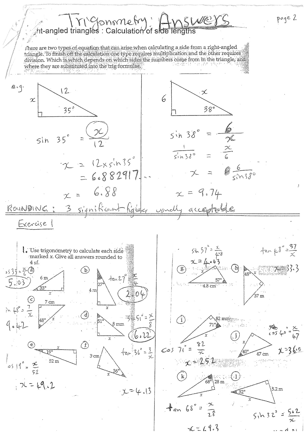 Trig Booklet Answers - Engl 123 - Studocu