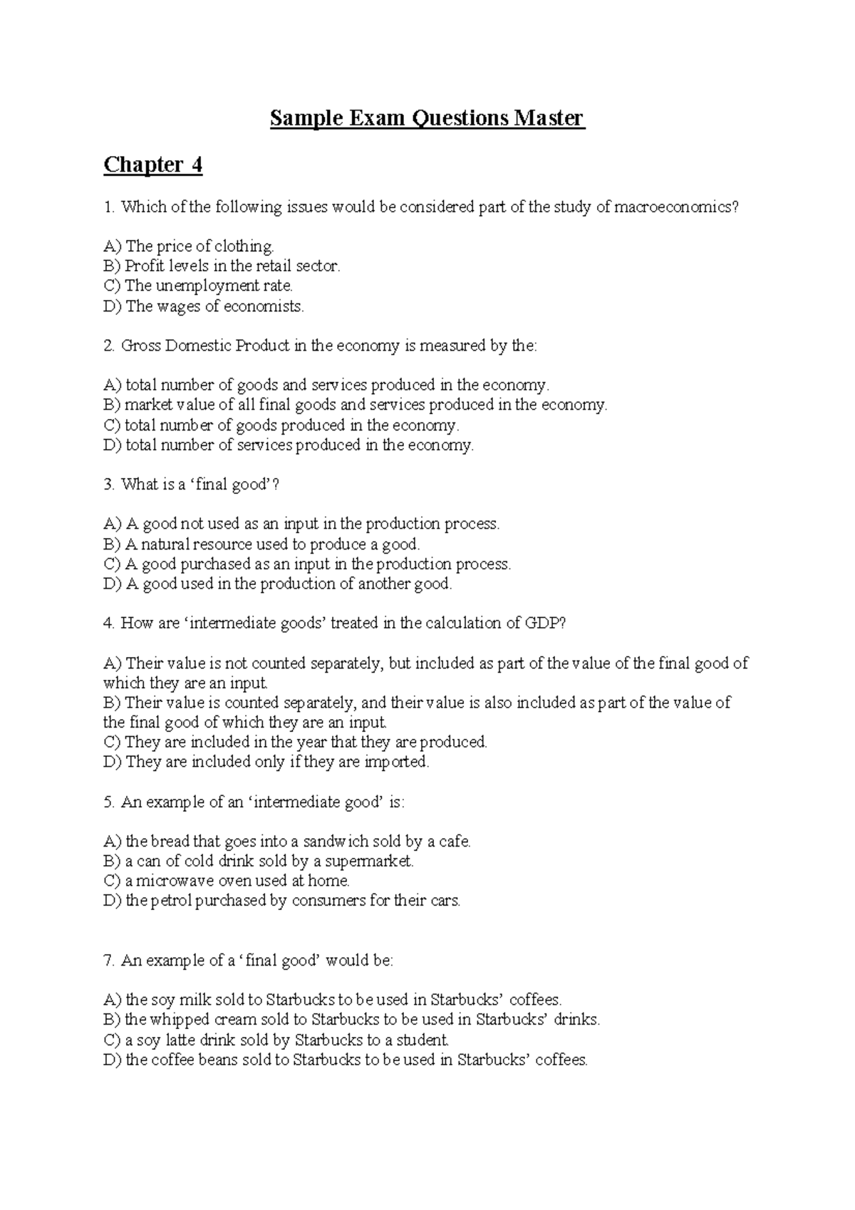 Mock Exam Questions - Sample Exam Questions Master Chapter 4 Which of ...