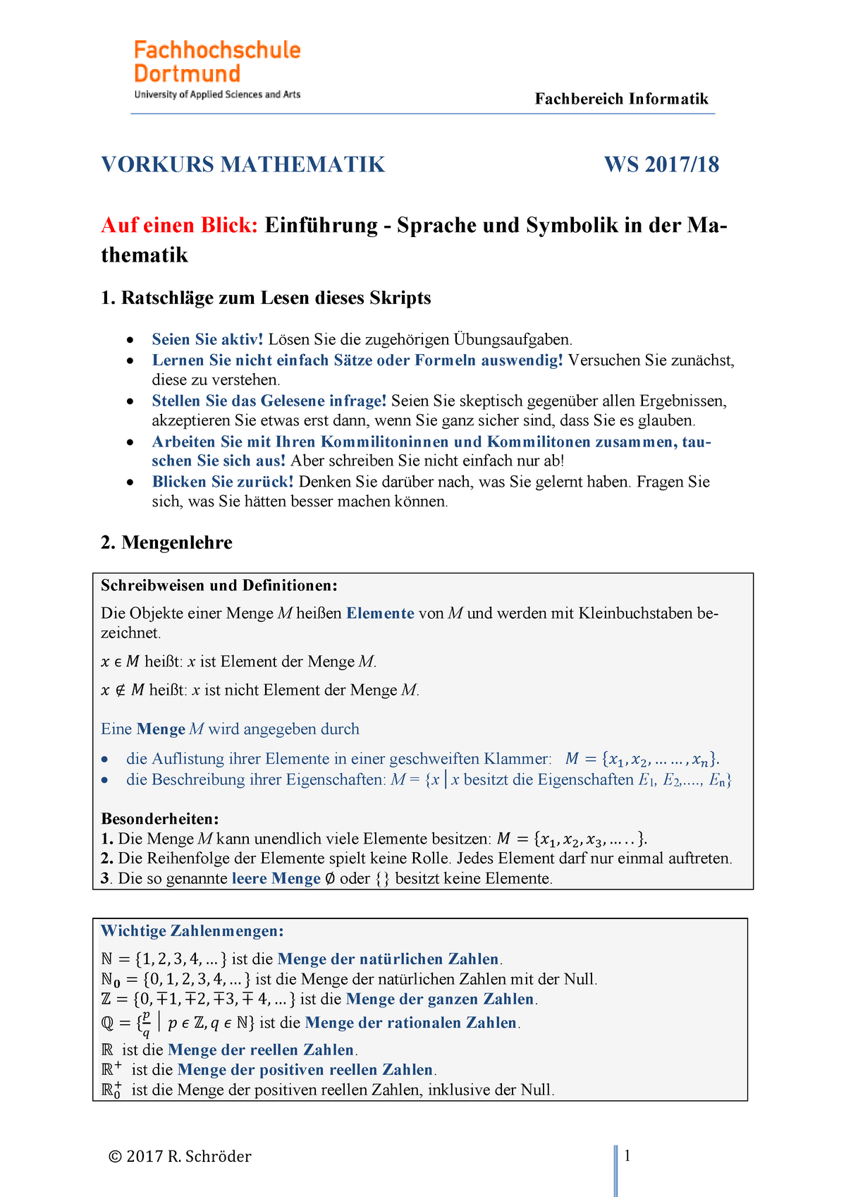 Mathe-Vorkurs Auf Einen Blick - Einführung - Warning: TT: Undefined ...