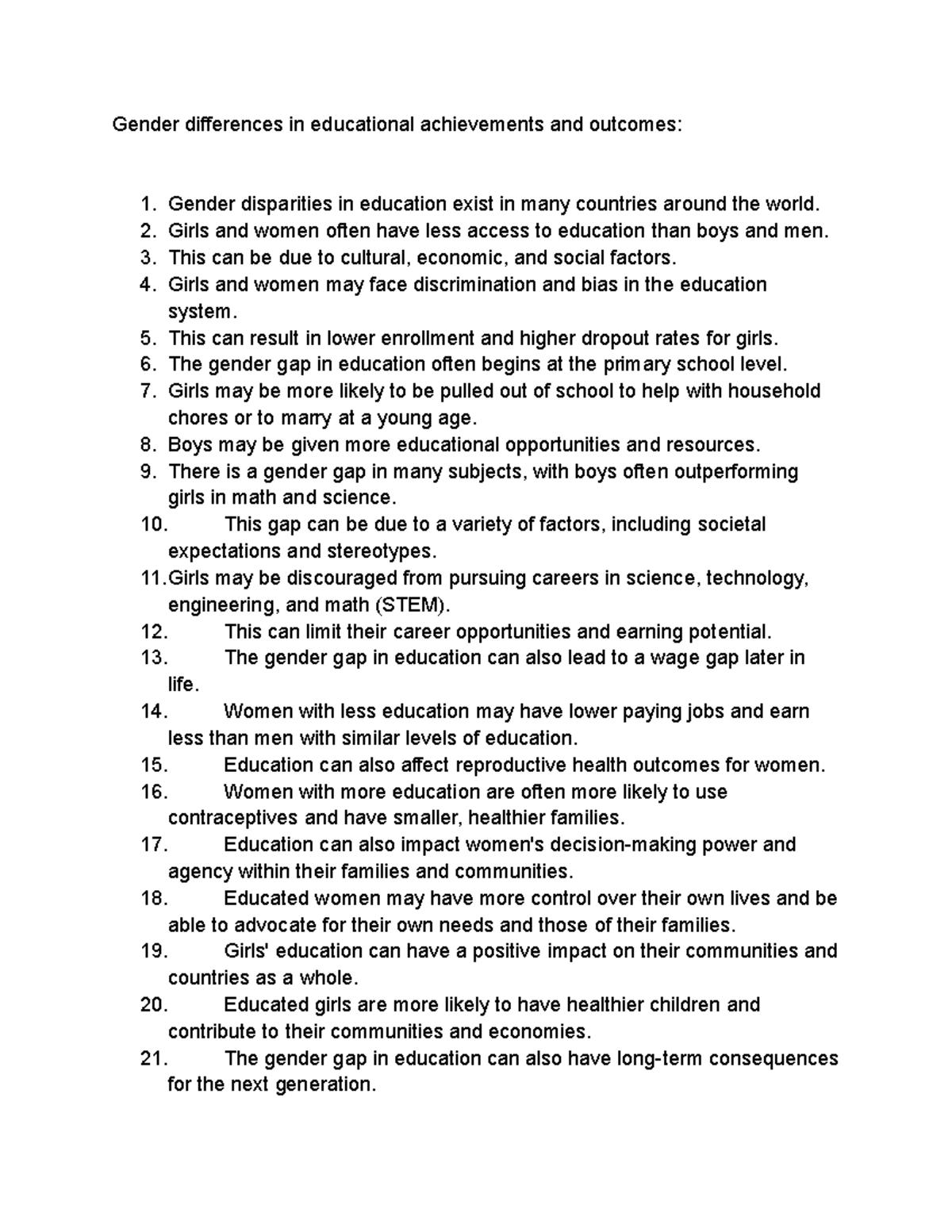 Gender differences in educational achievements and outcomes - Girls and ...