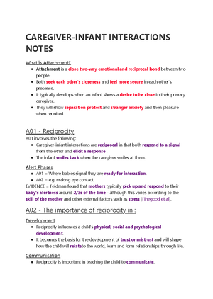 Schaffer'S Stages OF Attachment Notes - SCHAFFER'S STAGES OF ATTACHMENT ...