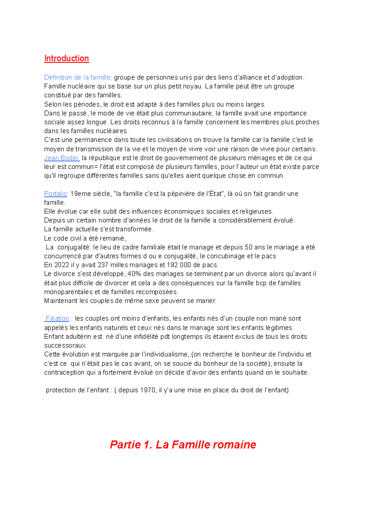 Hist droit de la fam - cours d'histoire - Introduction Définition de la ...