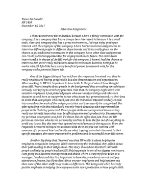 HR Management Interview Assignment - Vince Young HR 3430 12/2/17 ...