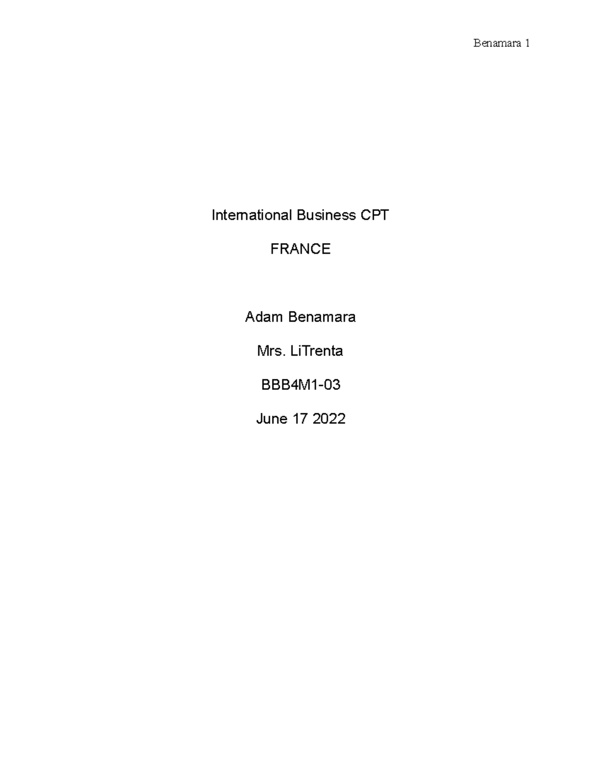 International Business CPT - International Business CPT FRANCE Adam ...