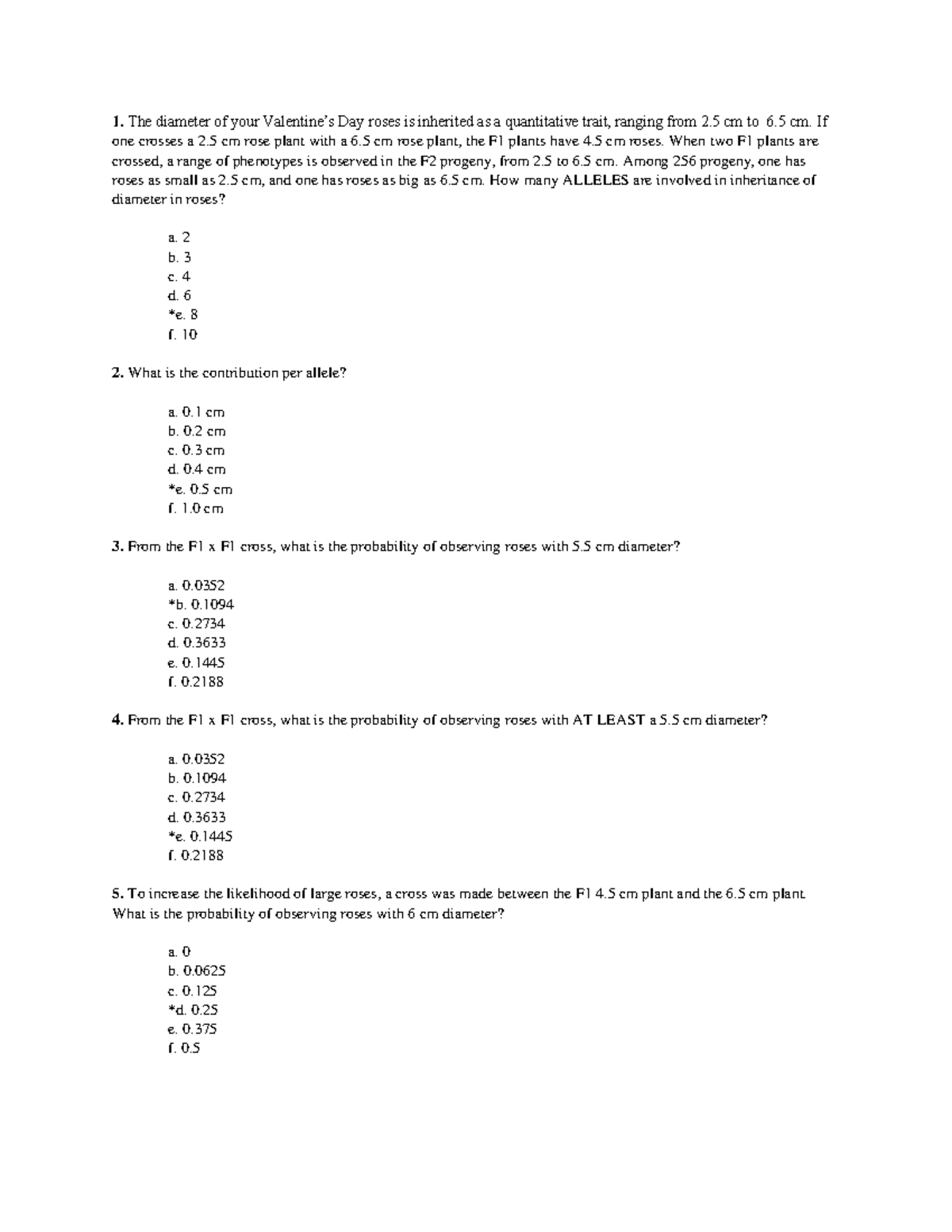 Practice questions for exam 2 - The diameter of your Valentine’s Day ...
